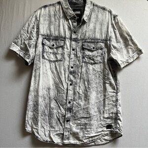 Bauhaus Men's Short Sleeve Washed snap up Shirt Sz L